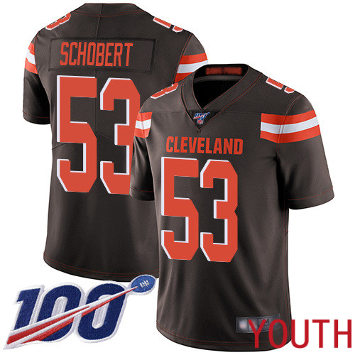 Cleveland Browns Joe Schobert Youth Brown Limited Jersey #53 NFL Football Home 100th Season Vapor Untouchable->youth nfl jersey->Youth Jersey